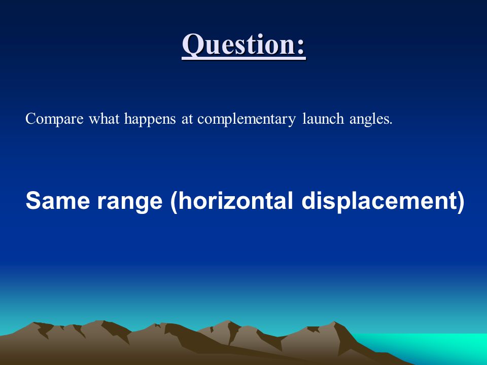Question: How does the time spent in the air depend on the launch angle Time is maximized at 90°
