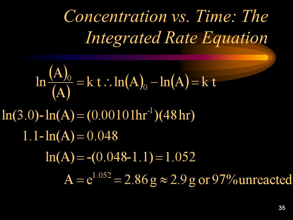 35 Concentration vs. Time: The Integrated Rate Equation
