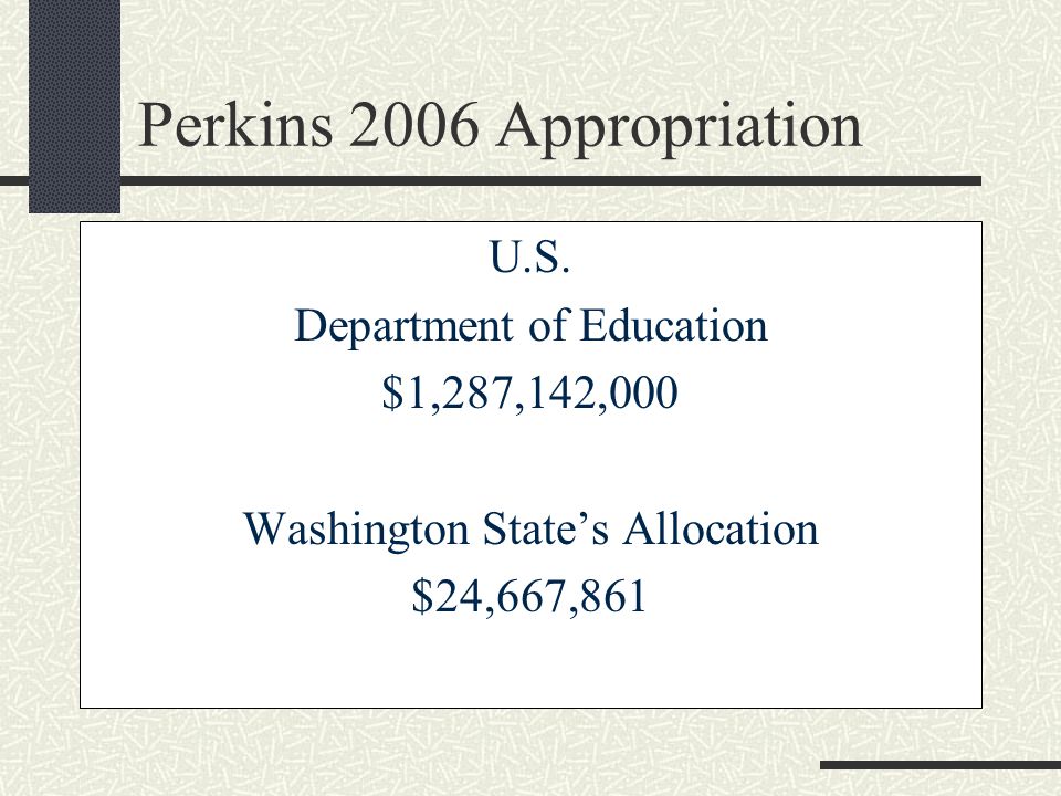 Perkins 2006 Appropriation U.S.