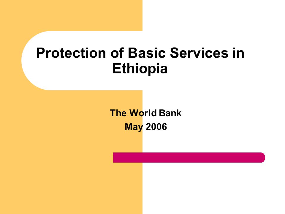 Protection of Basic Services in Ethiopia The World Bank May 2006