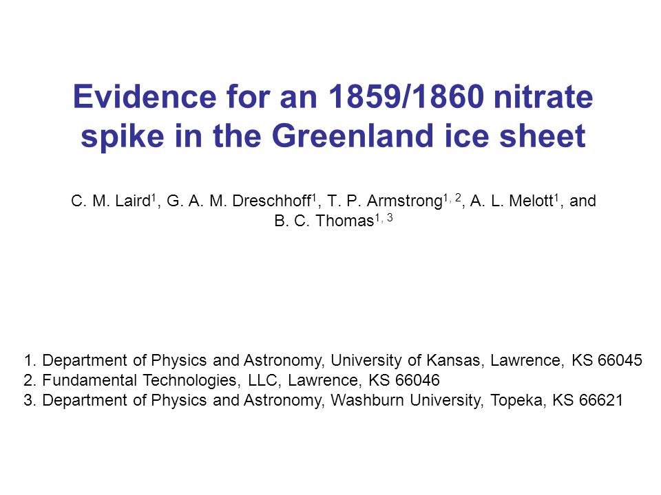 Evidence for an 1859/1860 nitrate spike in the Greenland ice sheet C.