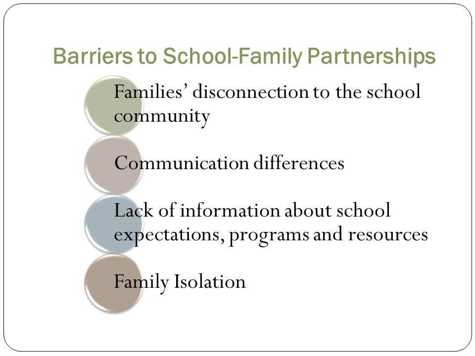 Barriers to School-Family Partnerships