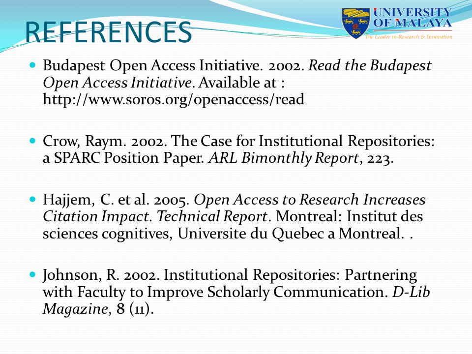 REFERENCES Budapest Open Access Initiative