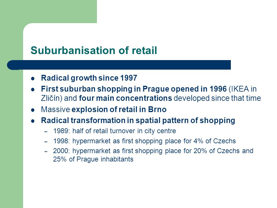 Non Residential Suburbanisation In The Czech Republic Prague And