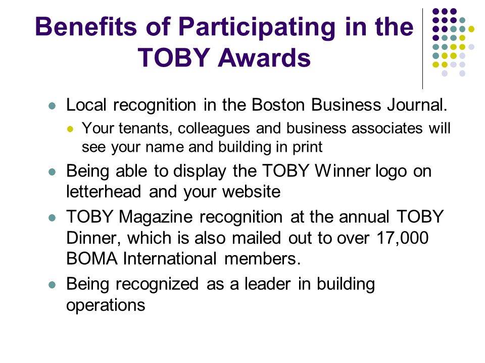 The Road To Winning An International TOBY Award. History Of The TOBY ...