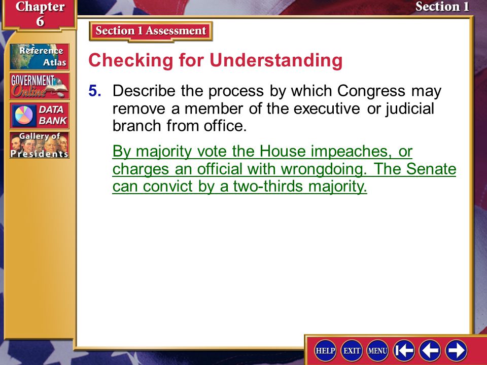 Section 1-9 D.The Senate has the power to approve officials appointed by the president.