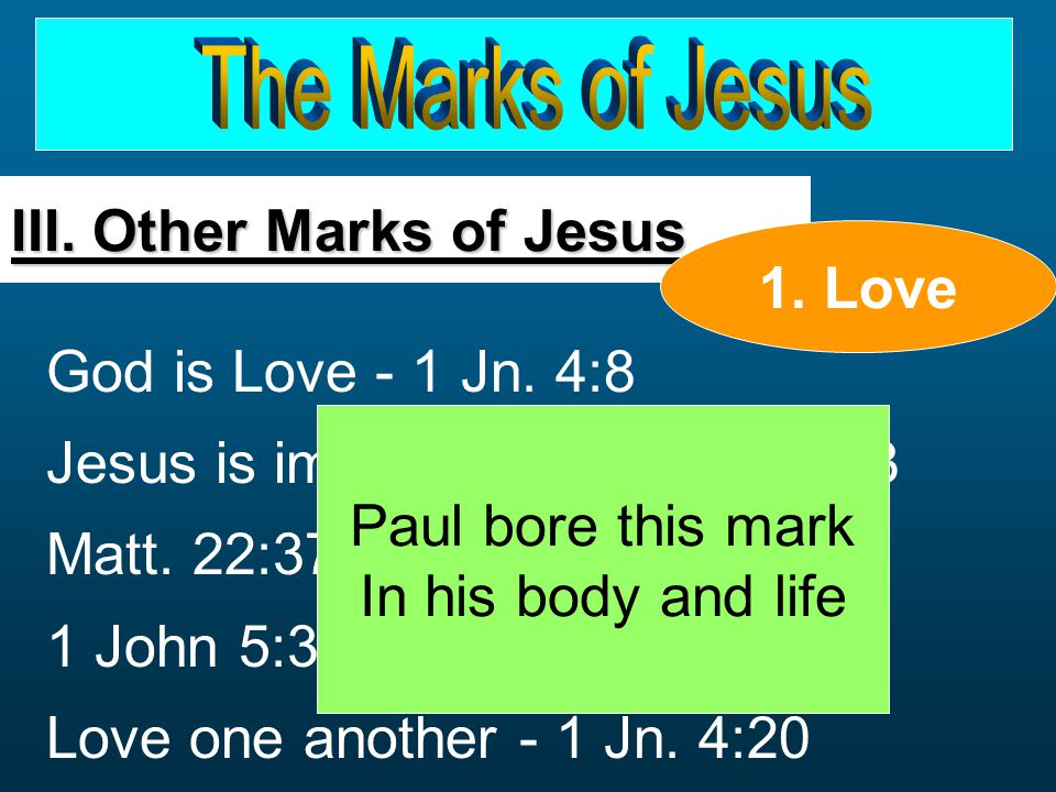 God is Love - 1 Jn. 4:8 Jesus is image of God - Heb.