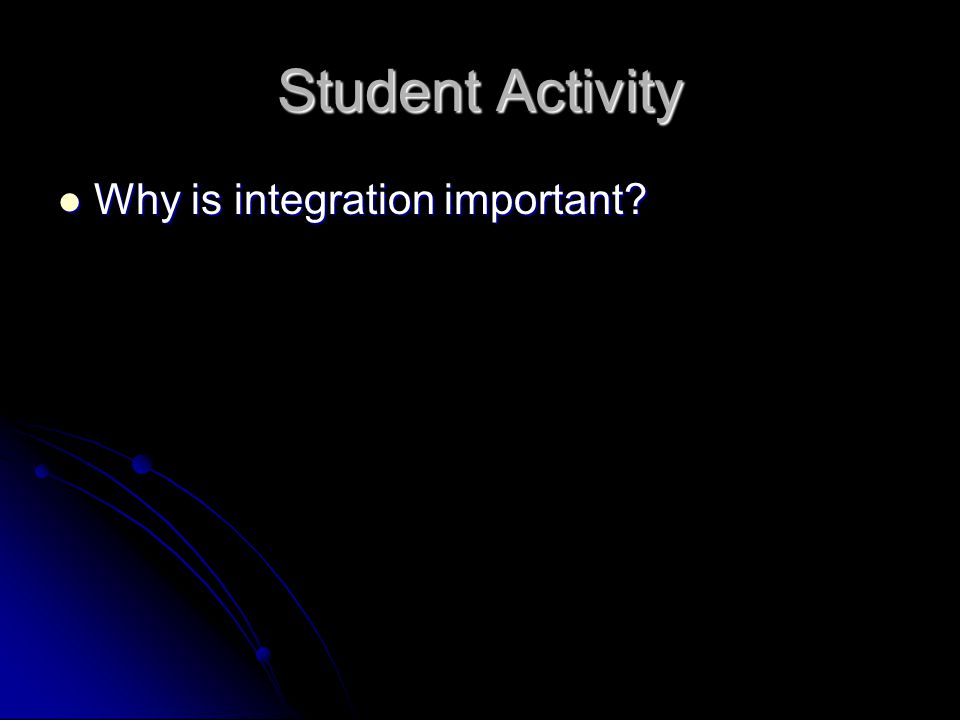 Student Activity Why is integration important Why is integration important