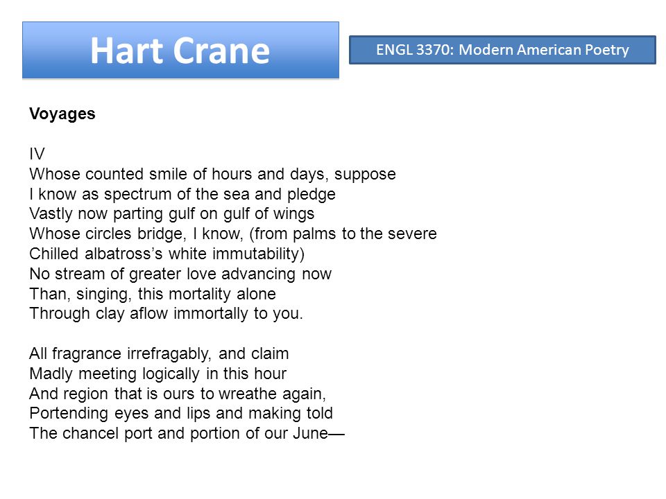 Hart Crane Engl 3370 Modern American Poetry Ppt Download