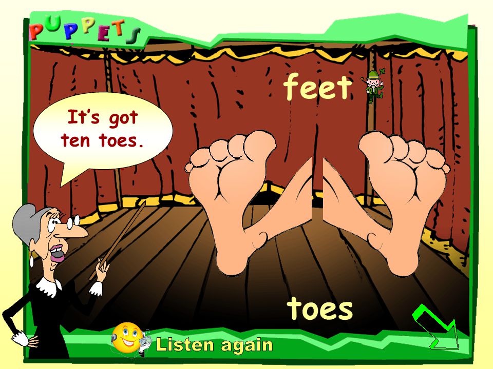 feet toes It’s got two feet. It’s got ten toes.