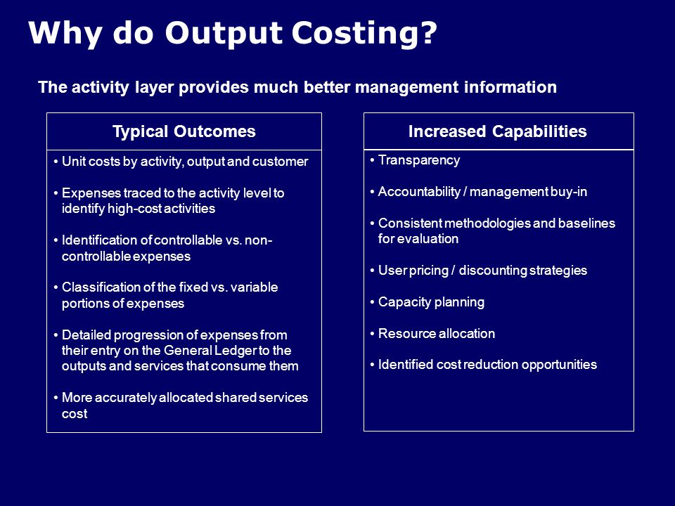 Why do Output Costing.