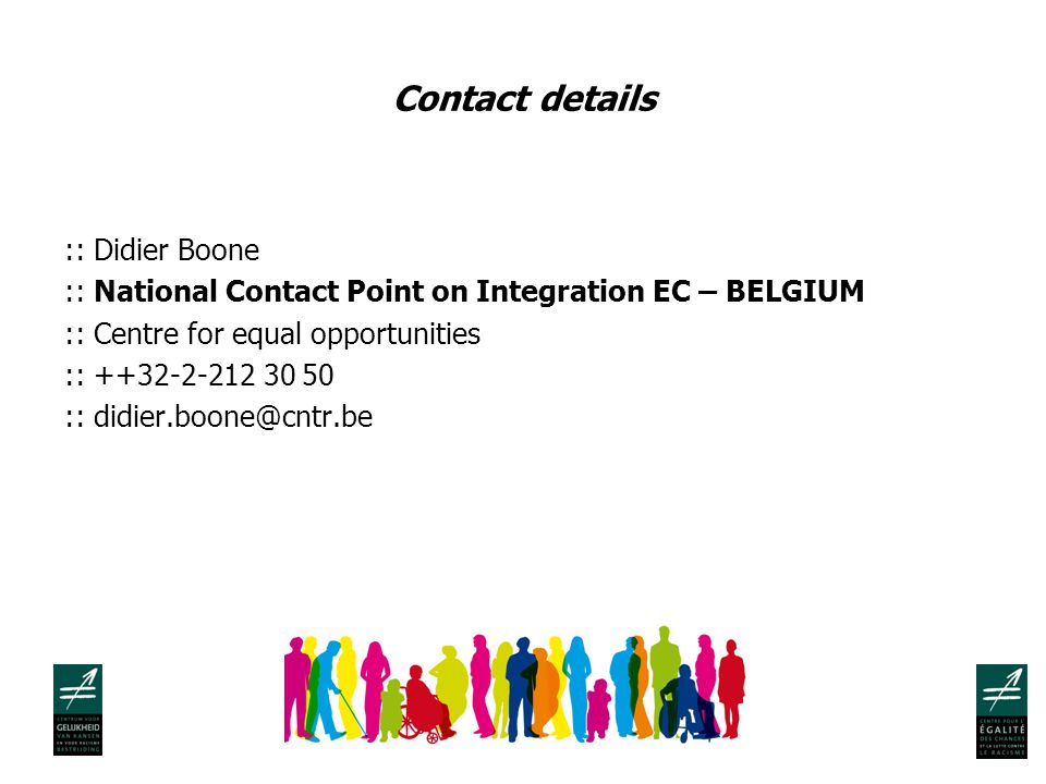 Contact details :: Didier Boone :: National Contact Point on Integration EC – BELGIUM :: Centre for equal opportunities :: ::