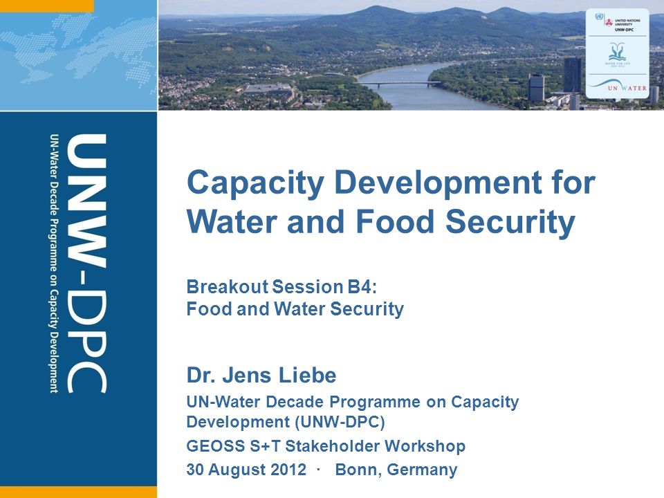 1 Capacity Development for Water and Food Security Dr.