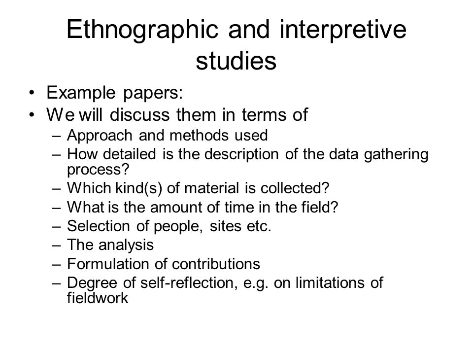 ethnographic research example paper