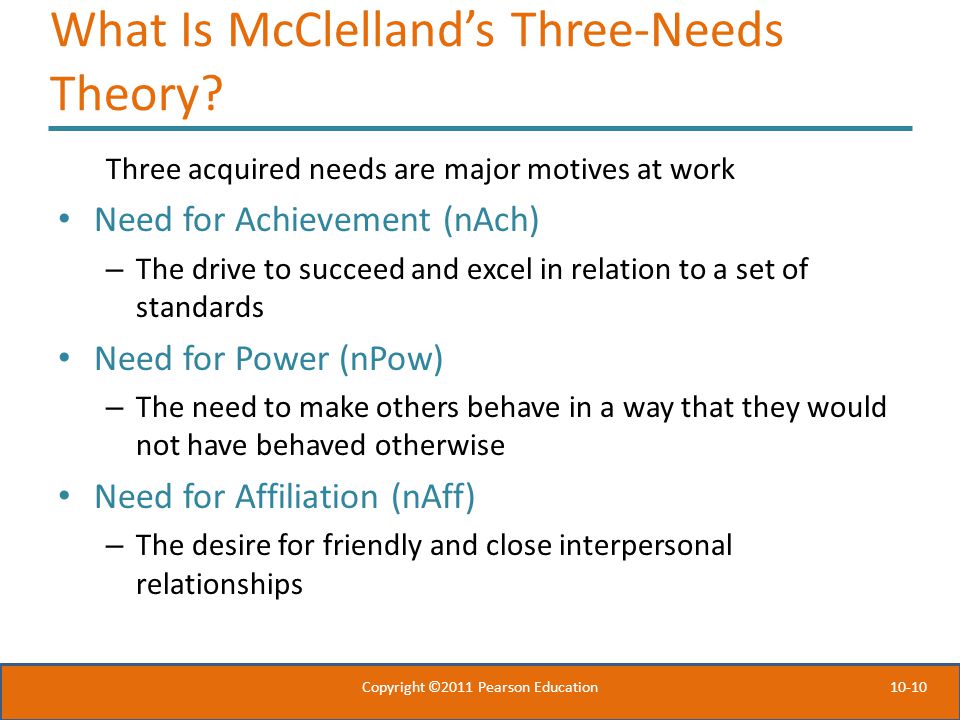 10-10 What Is McClelland’s Three-Needs Theory.