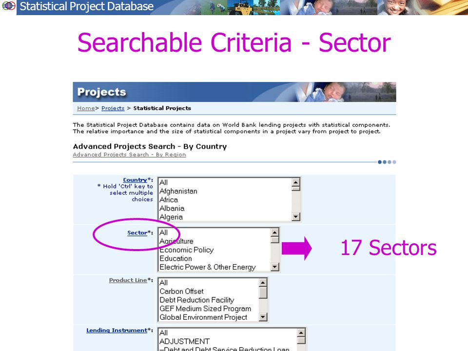 Statistical Project Database Searchable Criteria - Sector 17 Sectors