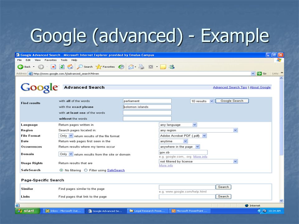 Google (advanced) - Example