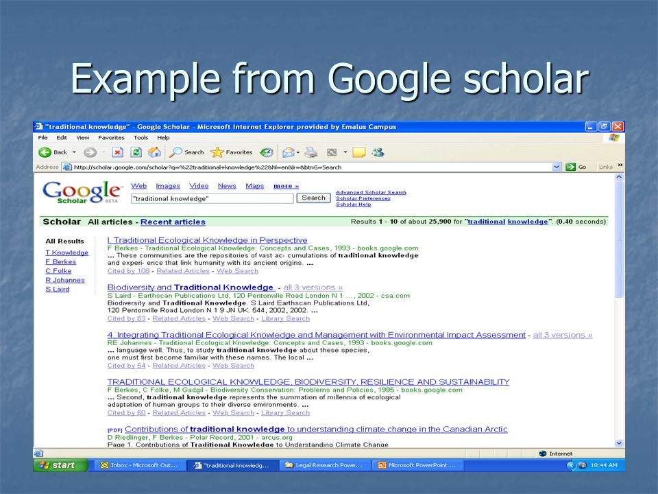 Example from Google scholar