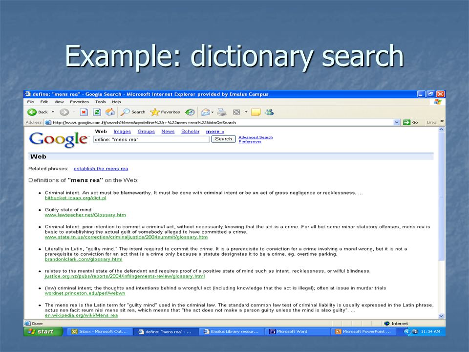 Example: dictionary search