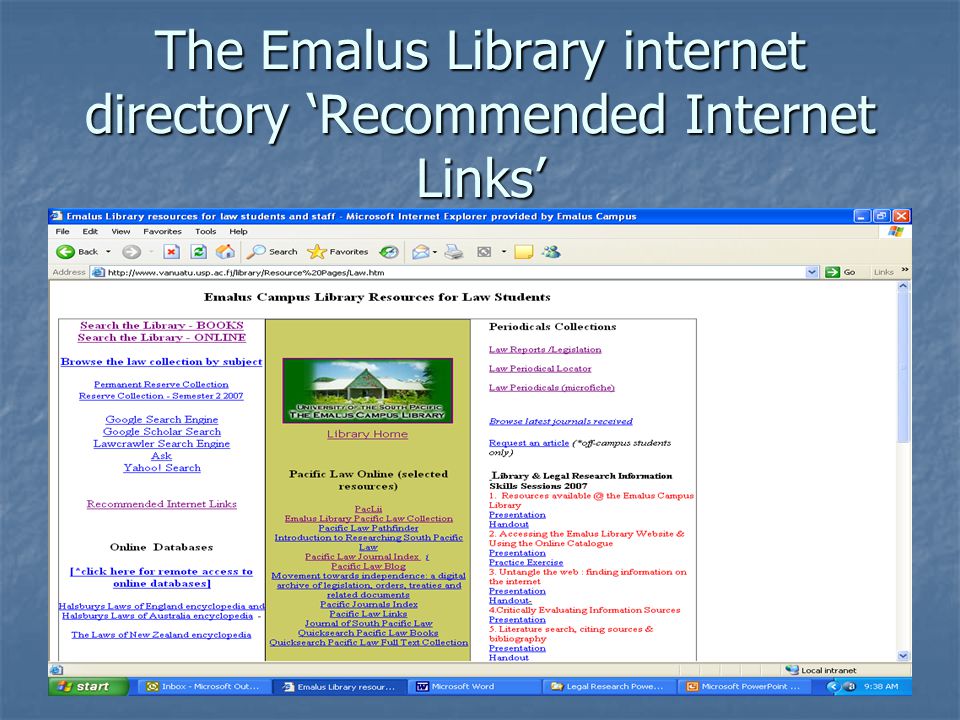 The Emalus Library internet directory ‘Recommended Internet Links’