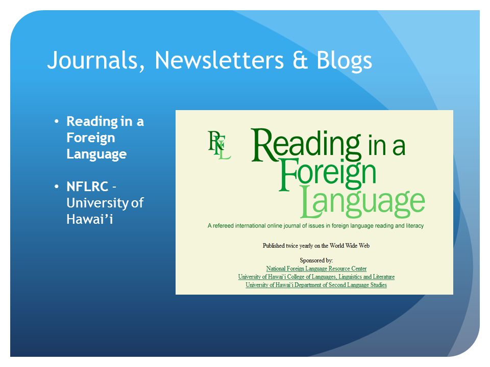Reading in a Foreign Language NFLRC - University of Hawai’i