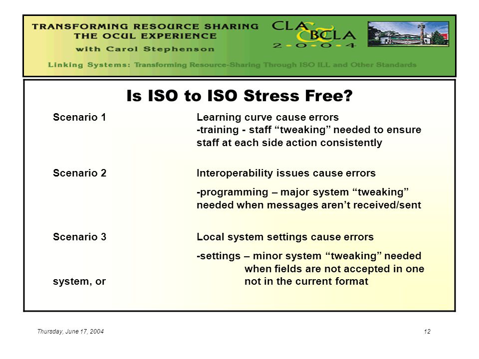 Thursday, June 17, Is ISO to ISO Stress Free.