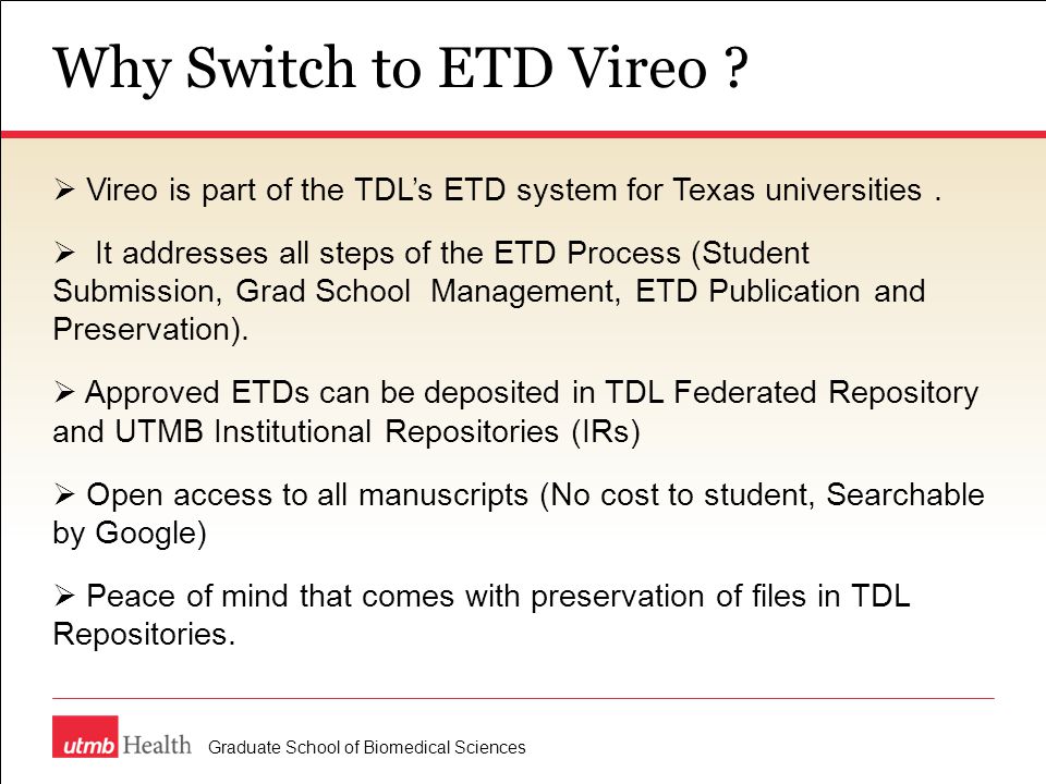 Why Switch to ETD Vireo .