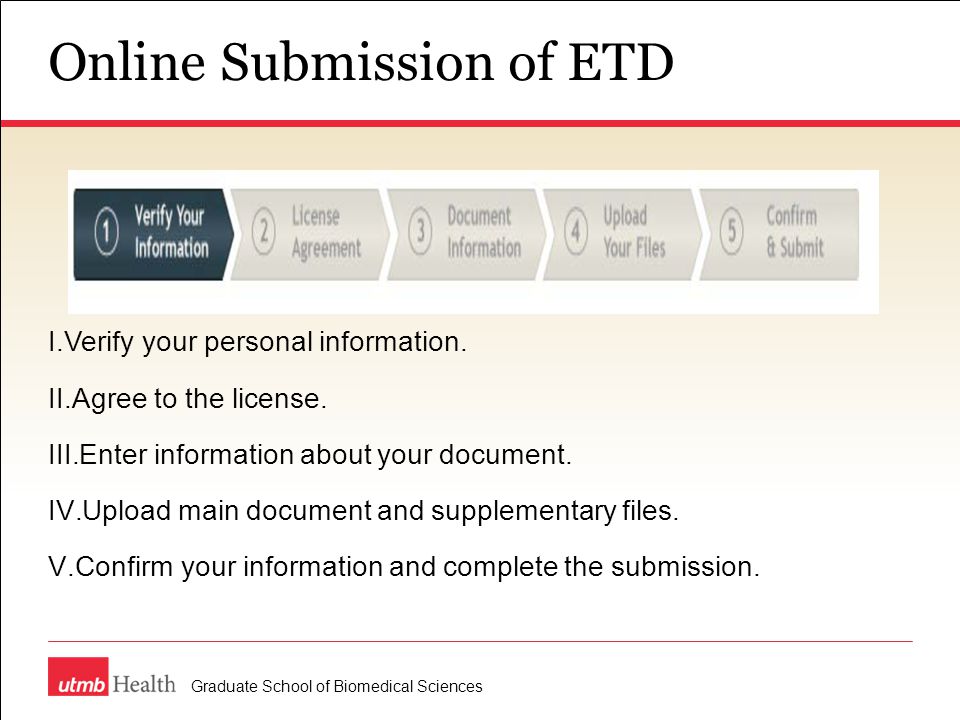 Online Submission of ETD I.Verify your personal information.
