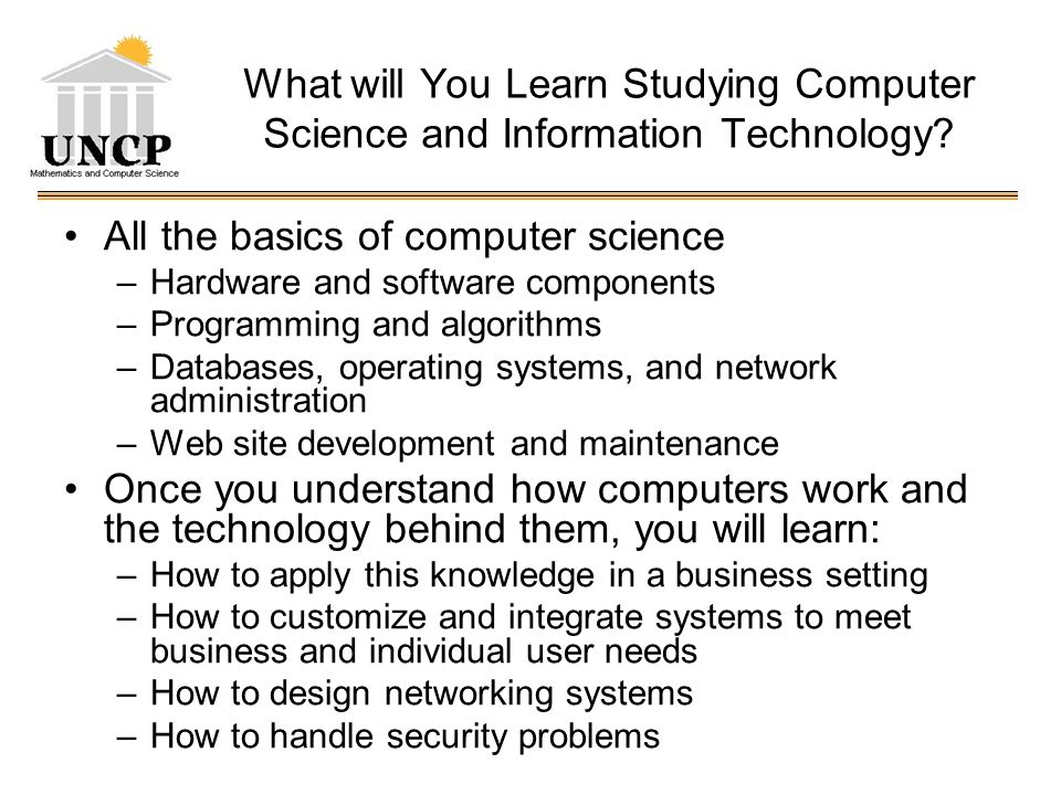 What will You Learn Studying Computer Science and Information Technology.