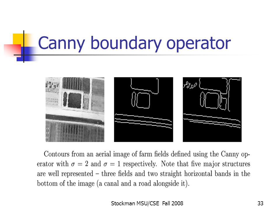 Stockman MSU/CSE Fall Canny boundary operator