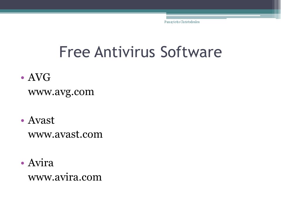 Free Antivirus Software AVG   Avast   Avira   Panayiotis Christodoulou