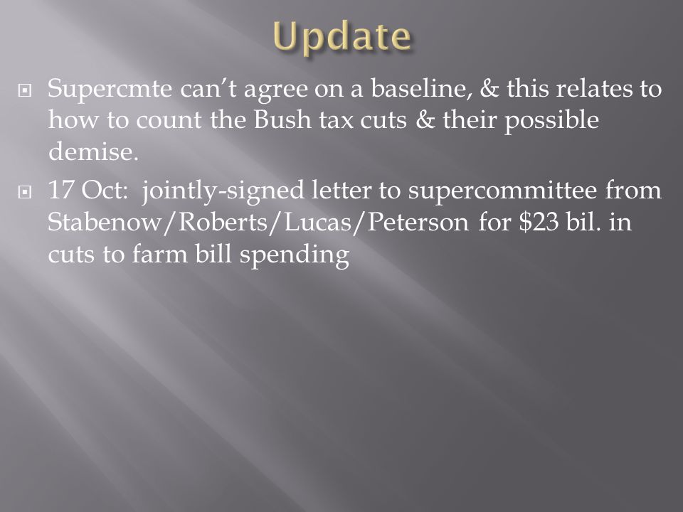  Supercmte can’t agree on a baseline, & this relates to how to count the Bush tax cuts & their possible demise.