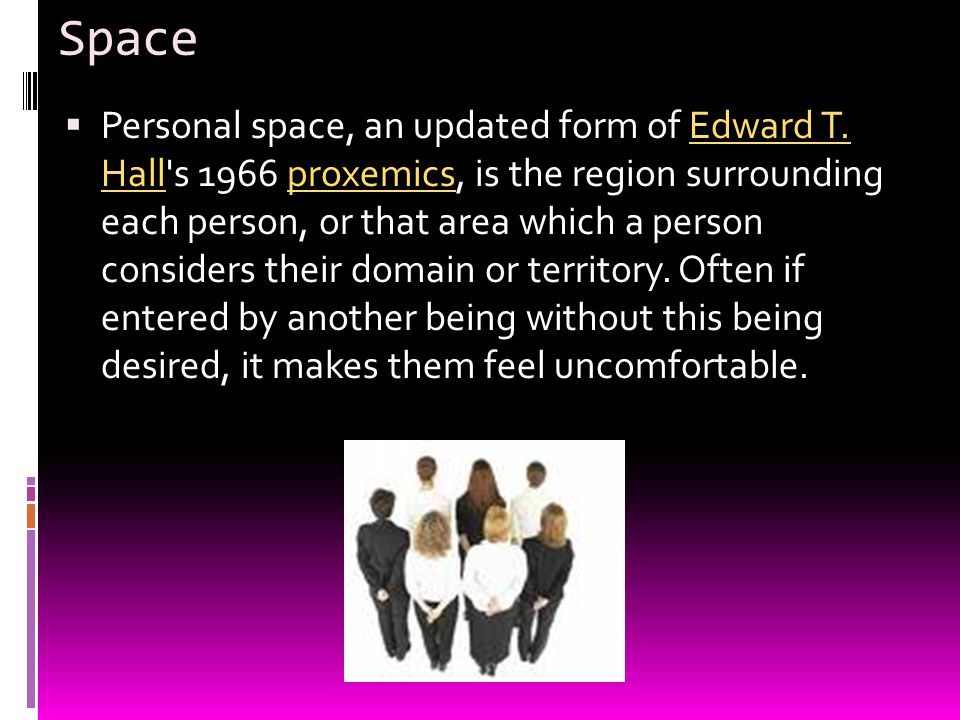 Space  Personal space, an updated form of Edward T.