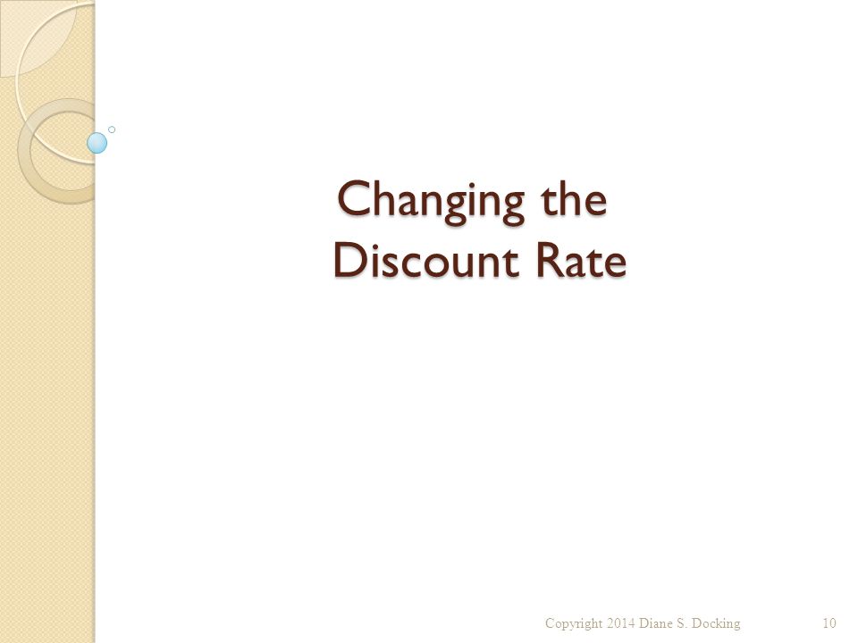 Changing the Discount Rate Copyright 2014 Diane S. Docking10