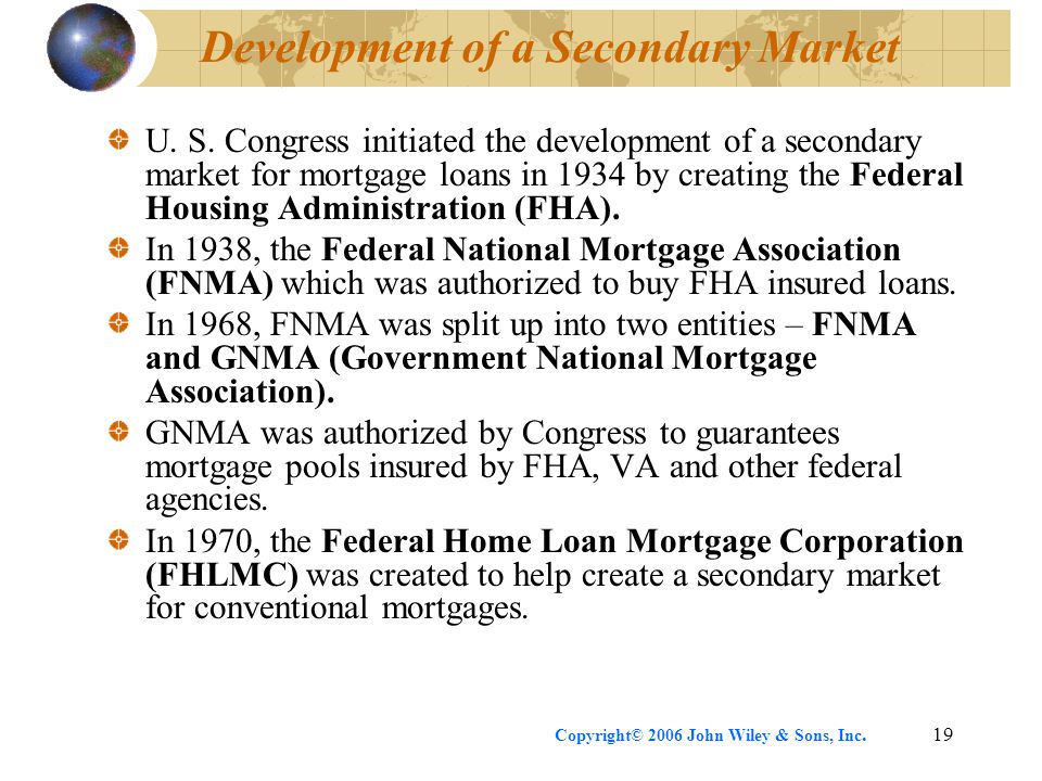 Copyright© 2006 John Wiley & Sons, Inc.19 Development of a Secondary Market U.