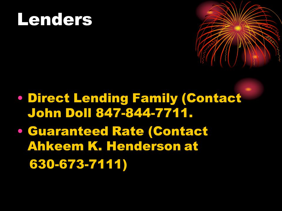 Lenders Direct Lending Family (Contact John Doll