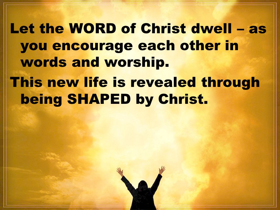 This new life is revealed through being SHAPED by Christ.
