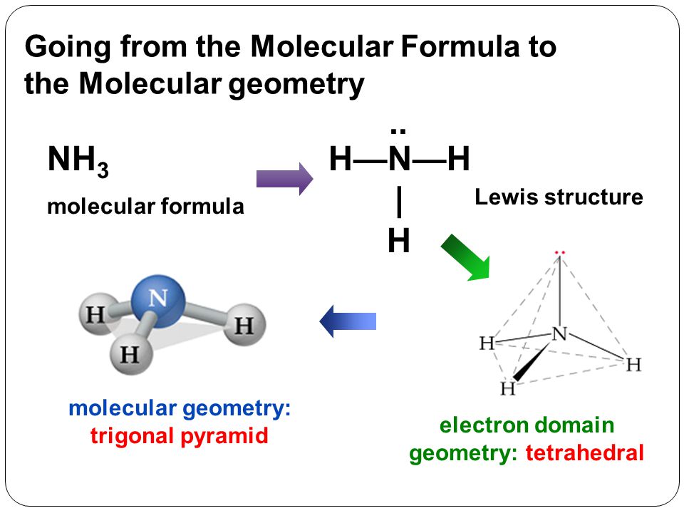 Going from the Molecular Formula to the Molecular geometry NH 3 molecular f...