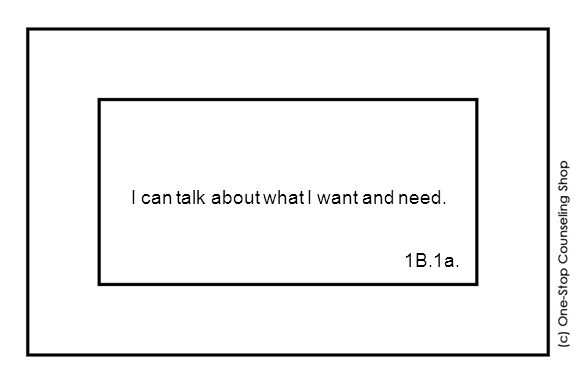 I can talk about what I want and need. 1B.1a.