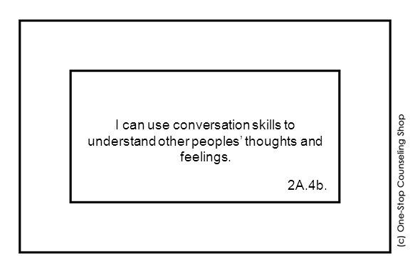 I can use conversation skills to understand other peoples’ thoughts and feelings. 2A.4b.