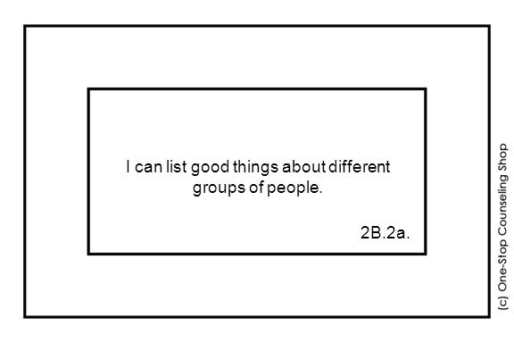 I can list good things about different groups of people. 2B.2a.