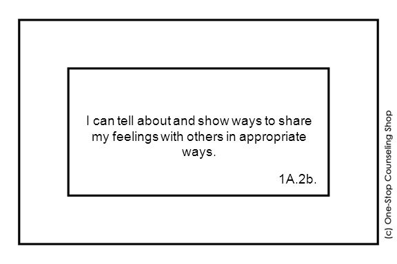 I can tell about and show ways to share my feelings with others in appropriate ways. 1A.2b.