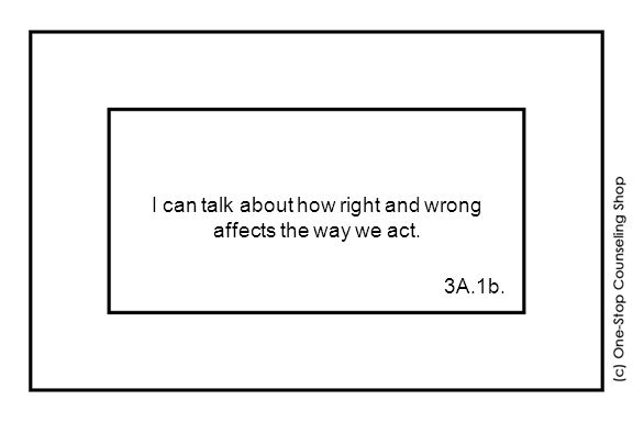 I can talk about how right and wrong affects the way we act. 3A.1b.