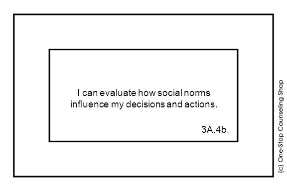 I can evaluate how social norms influence my decisions and actions. 3A.4b.