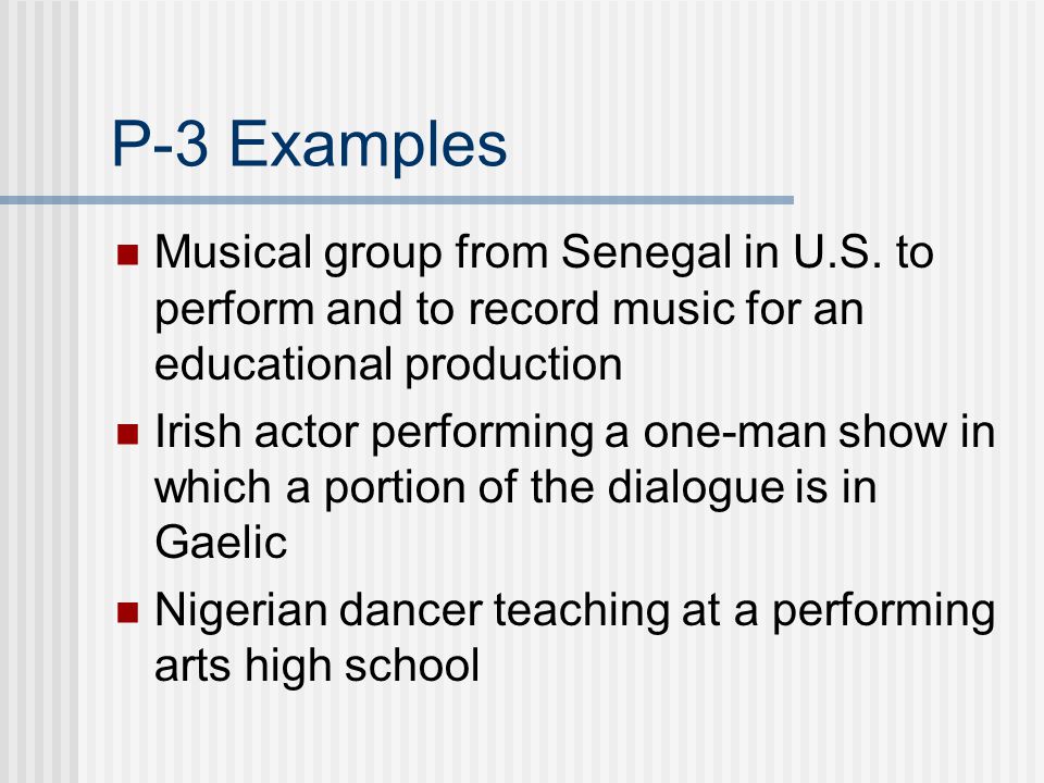 P-3 Examples Musical group from Senegal in U.S.