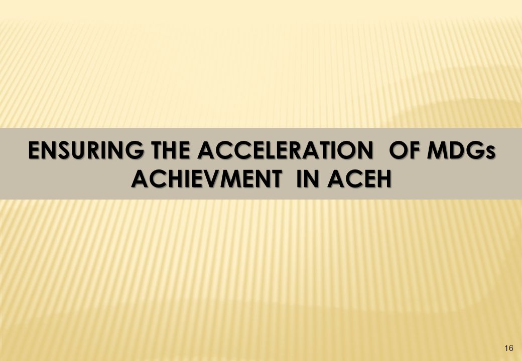 ENSURING THE ACCELERATION OF MDGs ACHIEVMENT IN ACEH 16