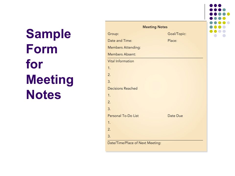 Sample Form for Meeting Notes