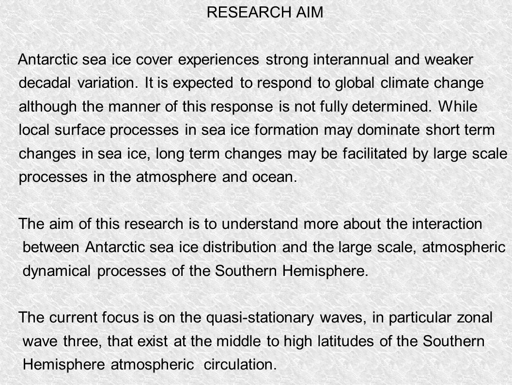 RESEARCH AIM Antarctic sea ice cover experiences strong interannual and weaker decadal variation.