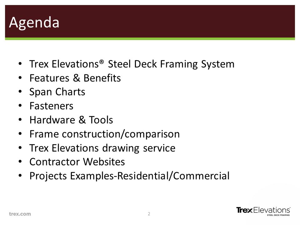 Trex Elevations® Steel Deck Framing System Shawn Vernon ...