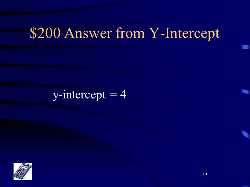 15 $200 Answer from Y-Intercept y-intercept = 4